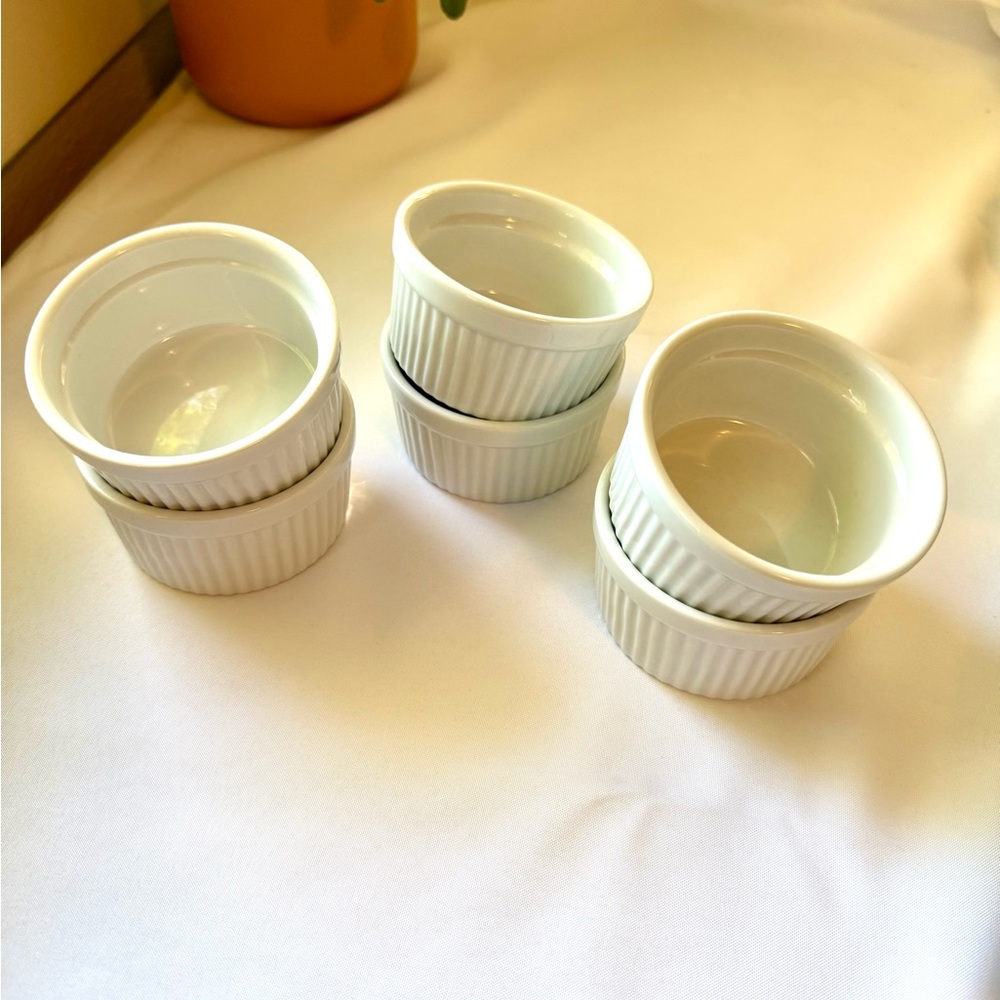 Pier 1 white 3 inch ramekins set of six cooking baking serving